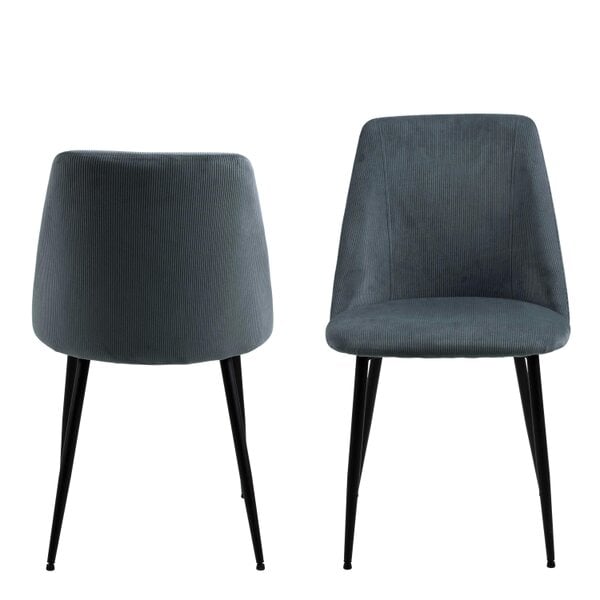 Wyld Haus Set of 4 Svendborg Grey Upholstered Dining Chair Black Metal Legs