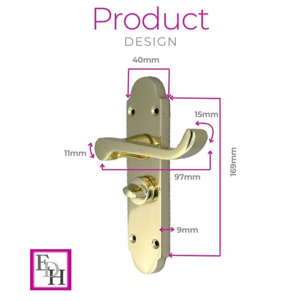 EDH Door Hardware Epsom Victorian Scroll Brass Plated Privacy Bathroom Modern Door Handles 2 Pairs