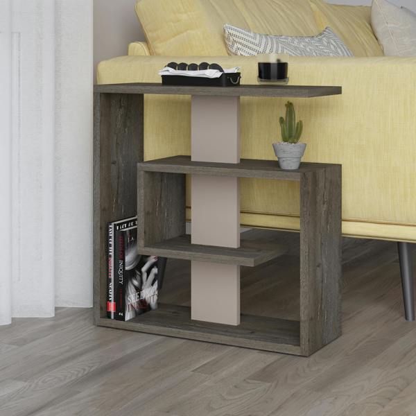 Decortie Saly Modern 3-Tier Compact Side Table with Storage Shelves 57cm