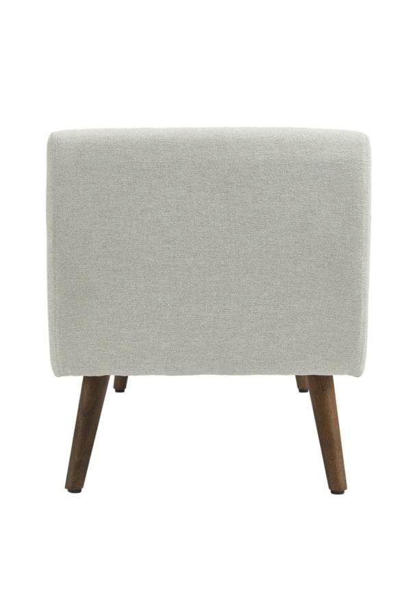 Living and Home 2-Seat Linen Upholstered Storage Bench with Side Arms and Walnut Colored Legs