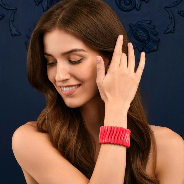 Zavana Wide Pink Chunky Bangle Bracelet for Women