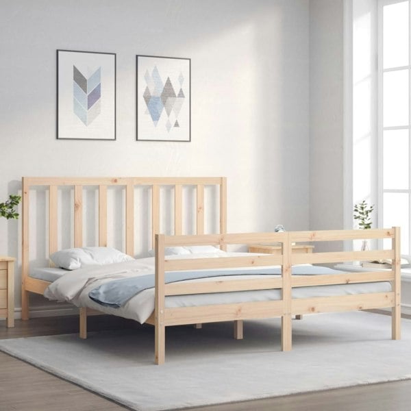 Berkfield Bed Frame with Headboard 160x200 cm Solid Wood