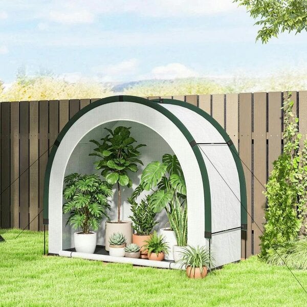 Foldable Small Greenhouse, Portable Green House Mini Greenhouse with Zipper Door, PE Base, 200 x 80 x 164 cm, Green - Green