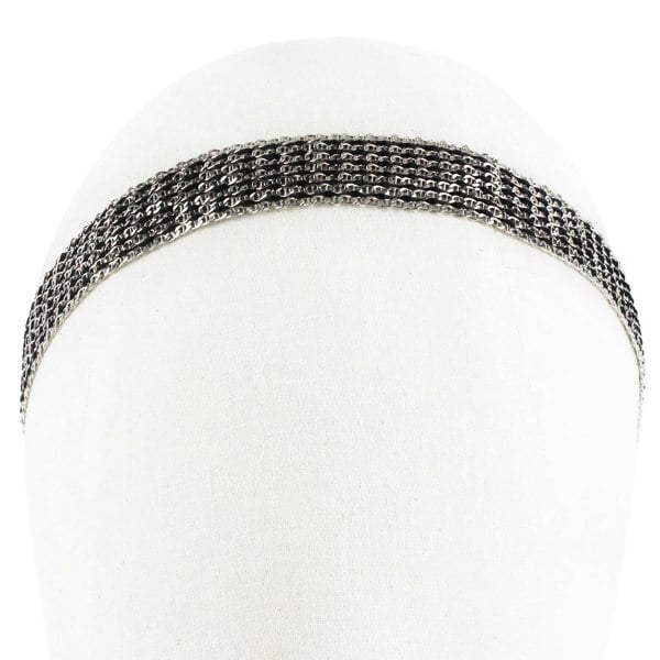 Saint Laurent luxurious chainmail headband in a silver tone