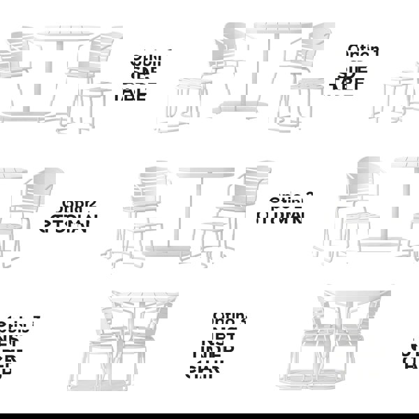 Dorel Home Patio Bistro Set with Ottomans Steel White - 5 pieces
