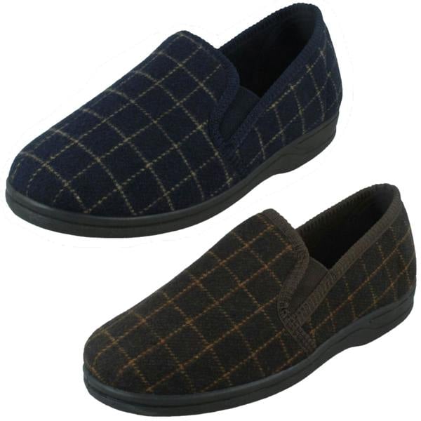 Spot On Mens Spot On Checked Upper Gusset Slipper Jaydon