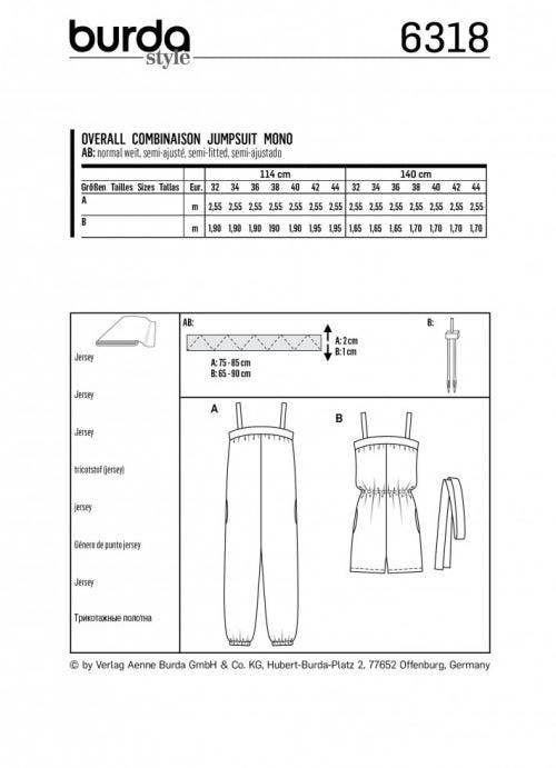 Burda Sewing Pattern 6318 Jumpsuits For Women, 6 to 18 - Easy