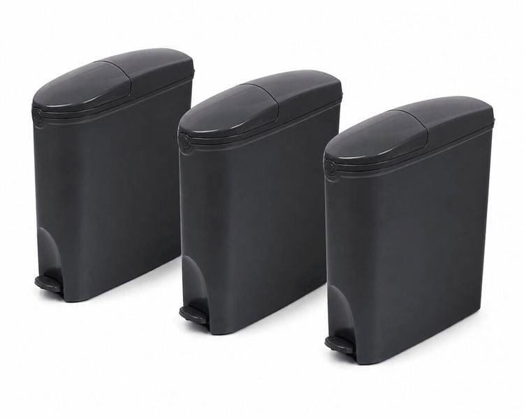 ProWashroom Sanitary Bin 20L Slimline Washrooms Toilets Hygienic Disposal Pedal Container Bins for Female Ladies And Baby Hygiene Products x3