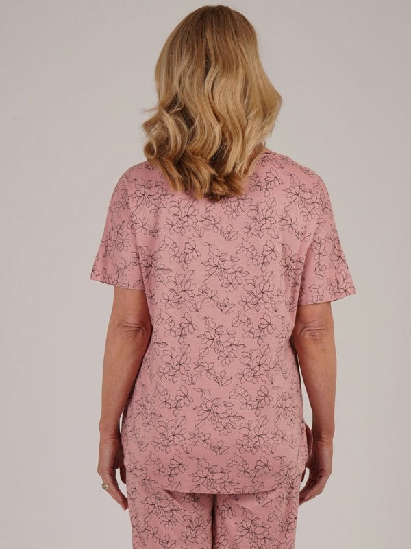 TIGI-Wear Dusk Flint Sketch Floral Pyjama Top