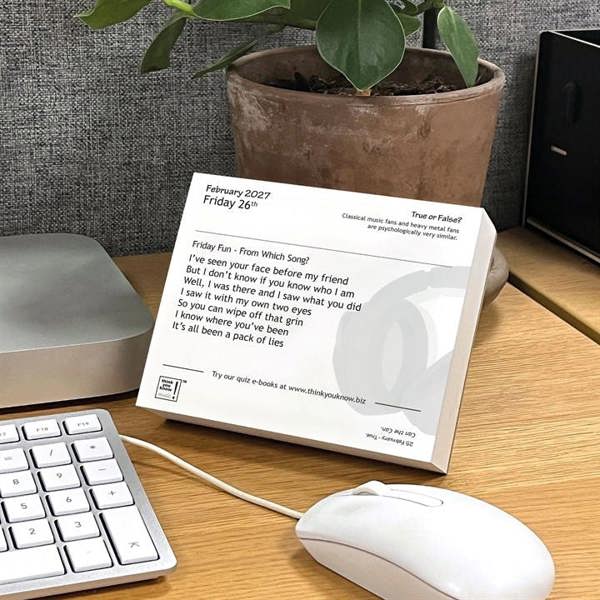 Think You Know Music? Desk Calendar 2027, Desk Calendars, Day To View, Entertainment, Gift