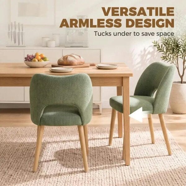 Bobobiy Dining Chairs Set Upholstered Kitchen Chenille Tool Free Assembly Rubberwood Legs, Green