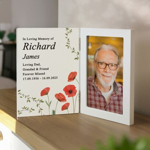 Personalised Memento Company Personalised Memorial Wooden Hinged 6x4 Photo Frame