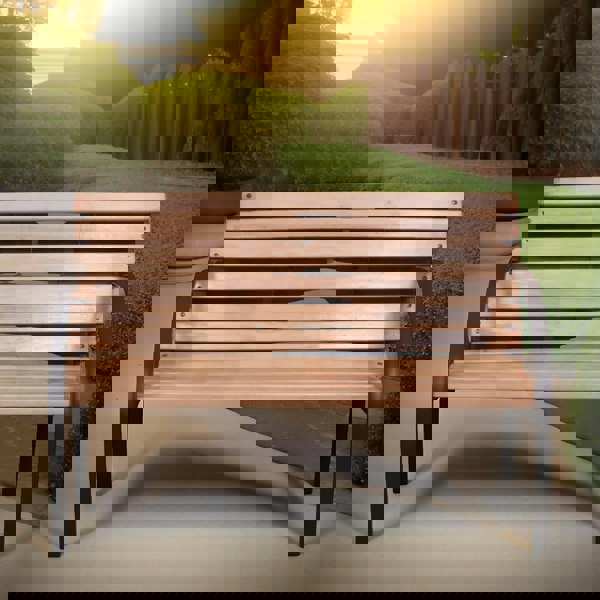 Rafaelo Mobilia Slatted 3 Seater Outdoor Garden Bench Brown