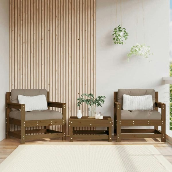 Berkfield Garden Chairs with Cushions 2 pcs Honey Brown Solid Wood Pine