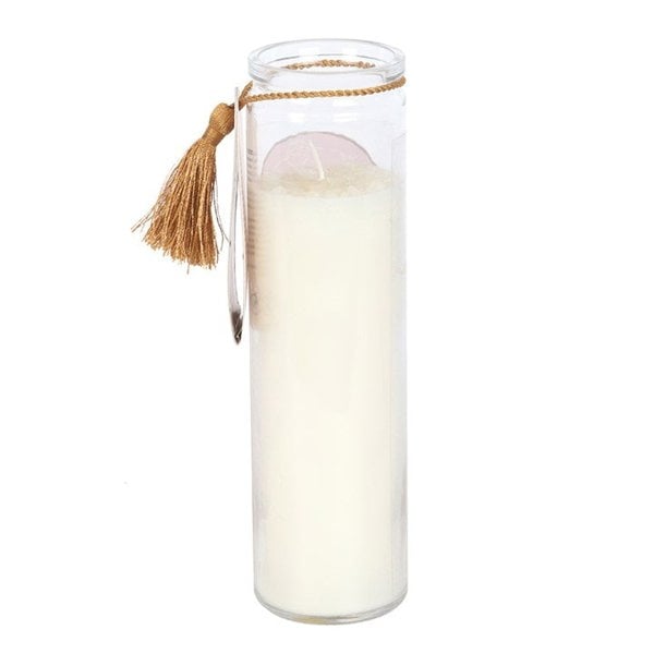 Serano Athena Goddess Tube Candle with Clear Quartz Crystals