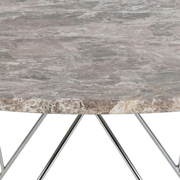 Wyld Haus Alba Round Coffee Table Grey Brown Marble Top Metal Legs