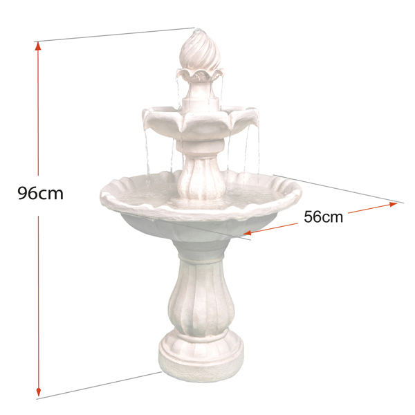 Homeology Aruna Elegant 3-Tier Outdoor Water Fountain Self-Contained Stunning Garden Feature with Cascading Waterfall
