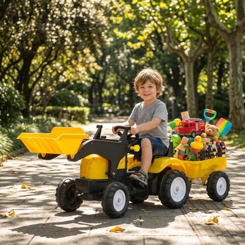 HOMCOM Pedal Go Kart Ride on Excavator Wheels Tyres Kids Children -Yellow