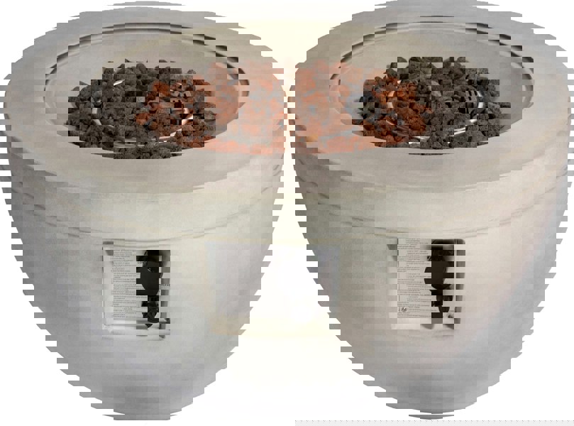 MDA Designs TABITI Light Grey Gas Fire Pit for Garden & Patio Luxurious Eco-Stone Finish Outdoor Heater