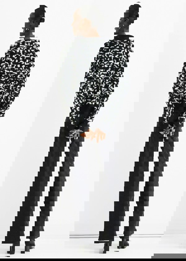 Gini London Black Animal Pattern loose Fit Knit Jumper