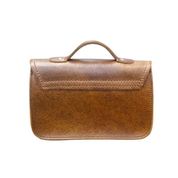 Zatchels Handmade Tannery Leather and Tweed Cross Body Micro Satchel Plus - Tan