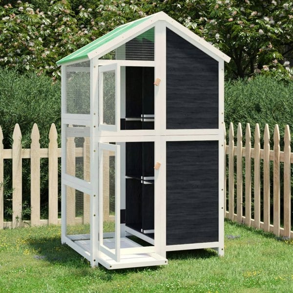 Berkfield Bird House Grey 97x81x152 cm Solid Wood Pine