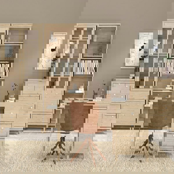 Furniture To Go Madrid Desk 3 Drawers in Jackson Hickory Oak