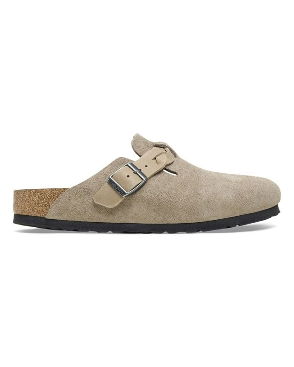 Birkenstock Boston Braided Suede Leather Womens Clogs - Taupe - CHO - Designer Womens Clogs