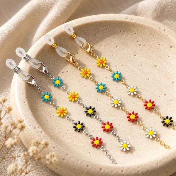 The Colourful Aura Multicolour Sun Flower Daisy Sun Glass Reading Eyewear Holder Lanyard Chain