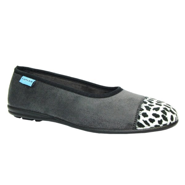 Lunar Womens/Ladies Jessie Leopard Print Slippers - Grey