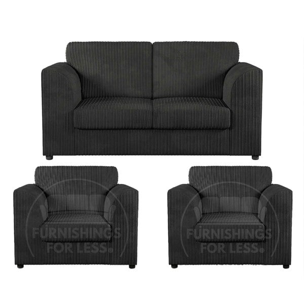 Furnishings For Less Luxor Jumbo Cord 2 Seater and 2 x Armchairs - Full Back