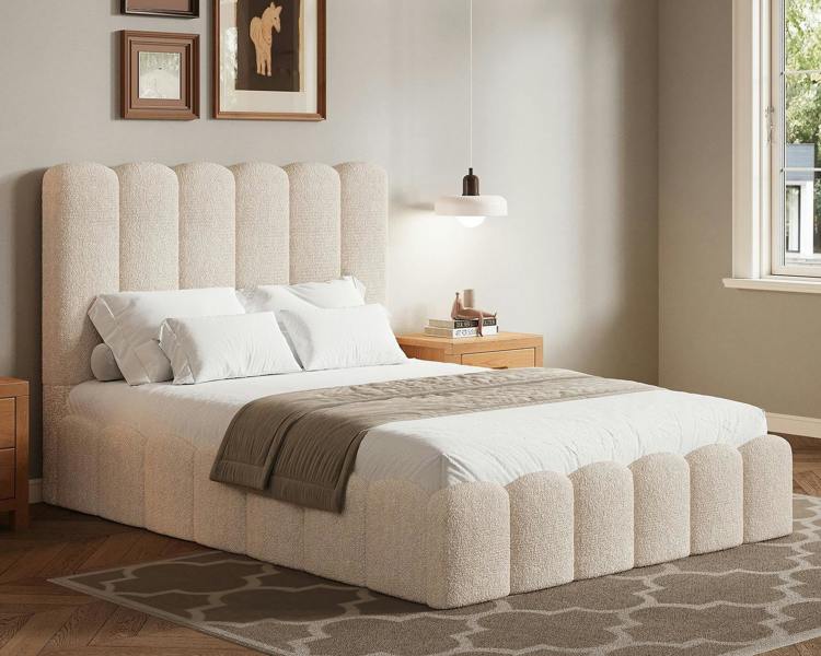 Groundlevel Kingsley Boucle Upholstered Gas Lift Ottoman Bed Frame
