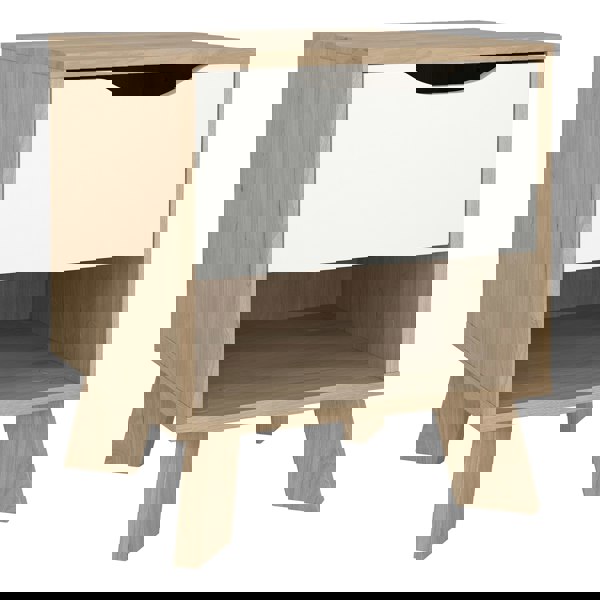 Furniture To Go Ikast Nightstand 1 Drawer in Jackson Hickory and White