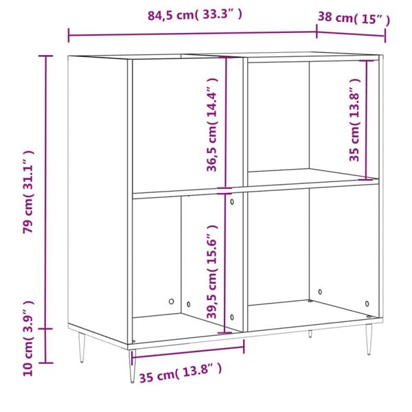 Berkfield Record Cabinet White 84.5x38x89 cm Engineered Wood