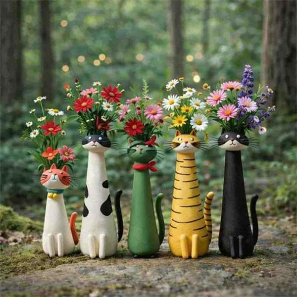 Leaper Cute Cat Dog Animal Shaped Decorative Flower Vase