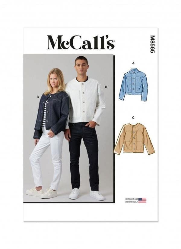 McCalls 8565 Paper Sewing Pattern – Men's & Women's Jacket, Size XS-XXL, Intermediate