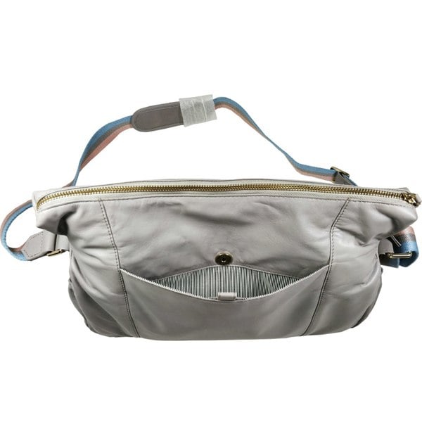 Assots London 'SUZANNE' Grey Lightweight Luxurious Baby Changing/Diaper Leather Crossbody Organiser Bag