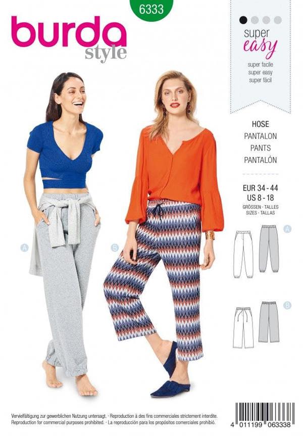 Burda Sewing Pattern 6333 Trousers For Women, 8 to 18 - Easy
