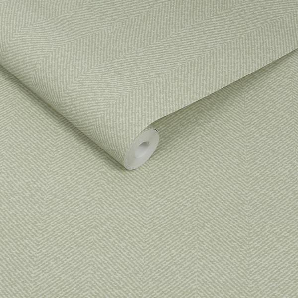 Sophie Allport Herringbone Texture Mossbank Green Wallpaper