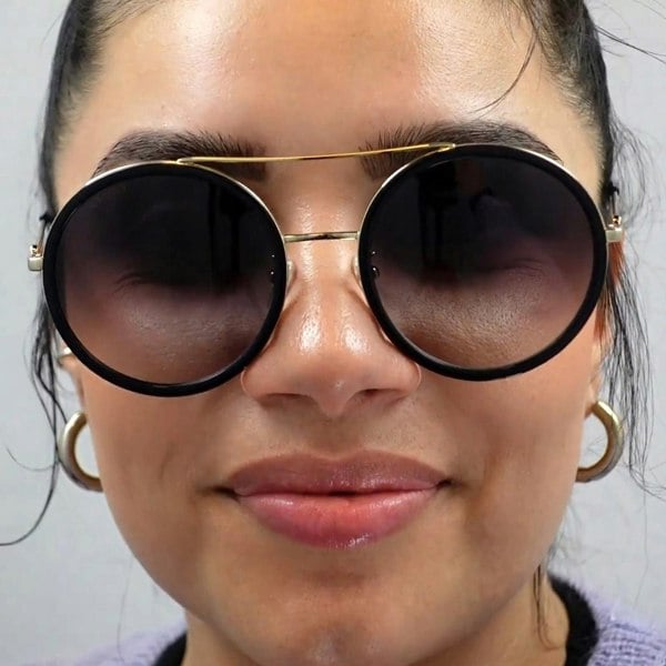 Gucci Sunglasses GG0061S 001 Black Gold Grey Gradient