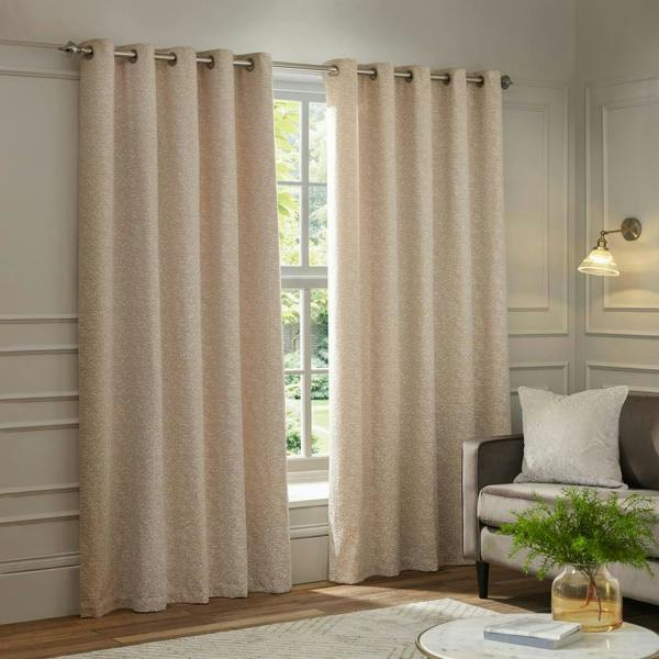 Paoletti New Galaxy Chenille Eyelet Curtains - Blush