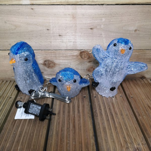 Samuel Alexander 23cm Set of 3 Acrylic Ice White LED Penguins Indoor Outdoor Christmas Decoration