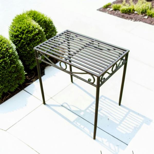 The Garden Marketplace Versailles Metal Table in Antique Bronze Effect, Large Side Table or Plant Stand for Indoors and Garden, Fully Assembled