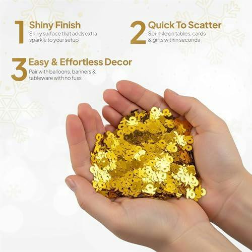 16th Birthday Gold Metallic Confetti Table Decoration Set, Foil Finish in 1, 2 or 4 Pack Options image 6