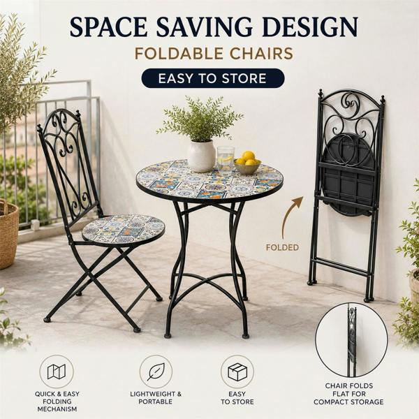 60cm Lisbon Mosaic Bistro Set image 2