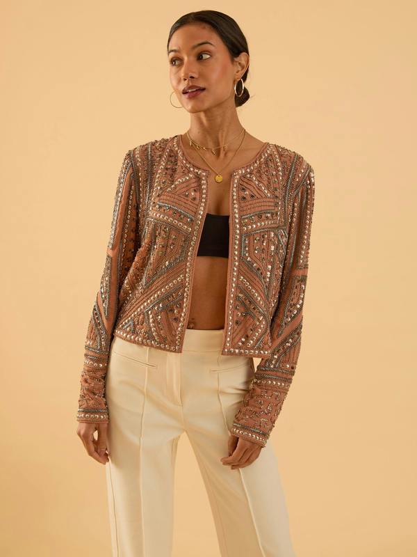 Rose & Nancy Briar Mink Pink Sequin Trophy Jacket