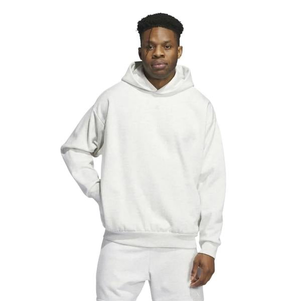 Adidas Unisex Adult Back Print Drop Shoulder Hoodie - Grey Melange - 