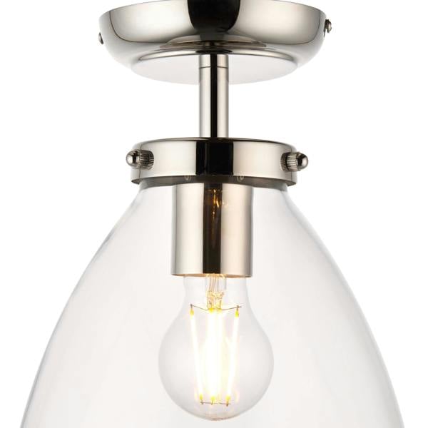 Pagazzi Lighting Brunswick Satin Nickel and Clear Glass Semi-Flush Ceiling Light