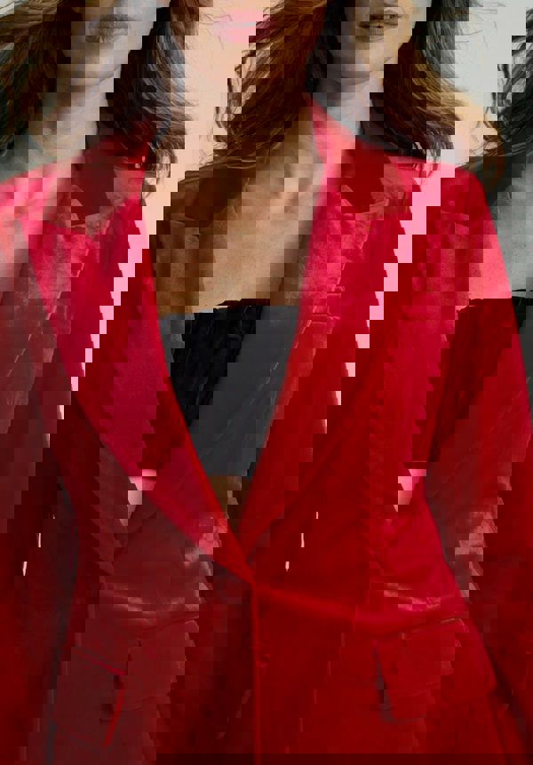Sienna Tailored Velvet Blazer In Red
