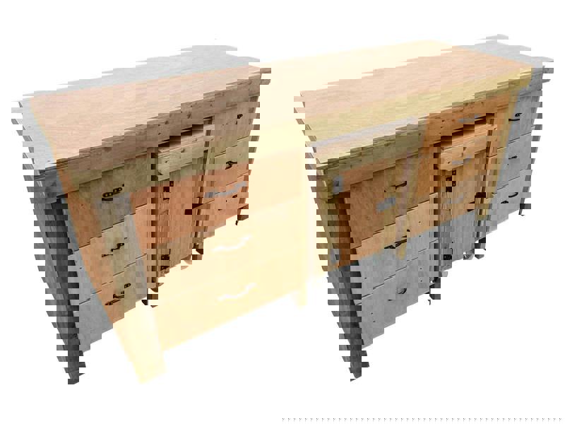 Arbor Garden Solutions Wooden Eucalyptus hardwood top workbench with drawers and functional lockable cupboard (V.5)